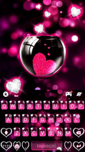 اسکرین شات برنامه Pink Heart Glass Keyboard Theme 1
