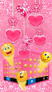 اسکرین شات برنامه Pink Hearts Keyboard Theme 3
