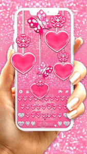 اسکرین شات برنامه Pink Hearts Keyboard Theme 1