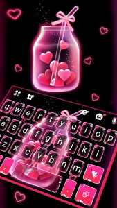 اسکرین شات برنامه Pink Love Neon Keyboard Theme 1