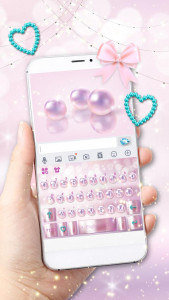 اسکرین شات برنامه Pink Luxury Pearl Keyboard Theme 1