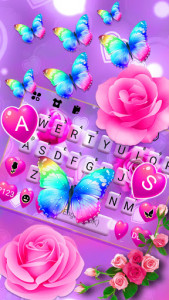 اسکرین شات برنامه Pink Rose Butterfly Keyboard Background 3