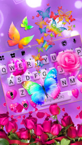 اسکرین شات برنامه Pink Rose Butterfly Keyboard Background 2