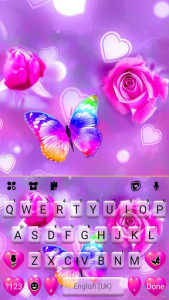 اسکرین شات برنامه Pink Rose Butterfly Keyboard Background 5