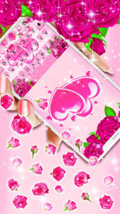 اسکرین شات برنامه Pink Roses Gravity Keyboard Background 1