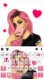 اسکرین شات برنامه Pink Selfie Girl Keyboard Back 5
