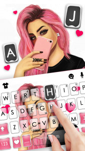 اسکرین شات برنامه Pink Selfie Girl Keyboard Back 2