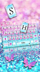 اسکرین شات برنامه Pink Sparkle Butterfly Keyboard Theme 2