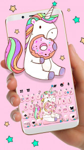 اسکرین شات برنامه Pink Unicorn Donut Keyboard Th 1
