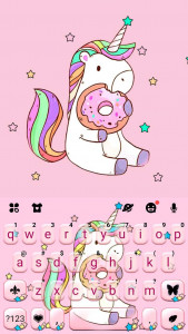 اسکرین شات برنامه Pink Unicorn Donut Keyboard Th 5