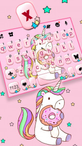 اسکرین شات برنامه Pink Unicorn Donut Keyboard Th 2