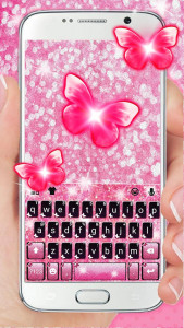 اسکرین شات برنامه Pinky Butterfly Keyboard Theme 1