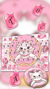 اسکرین شات برنامه Pinky Cat Donut Keyboard Theme 2