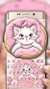 اسکرین شات برنامه Pinky Cat Donut Keyboard Theme 1