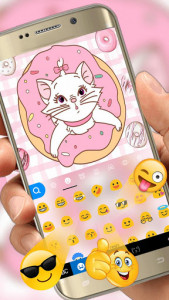 اسکرین شات برنامه Pinky Cat Donut Keyboard Theme 3
