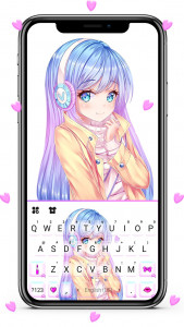 اسکرین شات برنامه Pretty Anime Girl Keyboard Bac 1