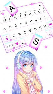 اسکرین شات برنامه Pretty Anime Girl Keyboard Bac 2