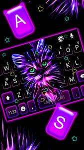 اسکرین شات برنامه Purple Neon Cat Keyboard Theme 2