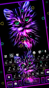 اسکرین شات برنامه Purple Neon Cat Keyboard Theme 1