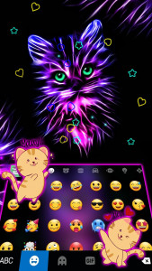 اسکرین شات برنامه Purple Neon Cat Keyboard Theme 3