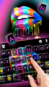 اسکرین شات برنامه Rainbow Drip Lips Keyboard Theme 2