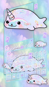 اسکرین شات برنامه Rainbow Seal Unicorn Keyboard Theme 3