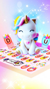 اسکرین شات برنامه Rainbow Unicorn Smile Keyboard Theme 4