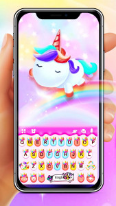 اسکرین شات برنامه Rainbow Unicorn Smile Keyboard Theme 1