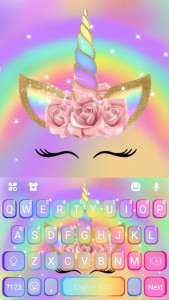 اسکرین شات برنامه Rainbow Pink Rose Unicorn Keyb 5