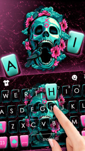 اسکرین شات برنامه Roses Floral Skull Keyboard Theme 2