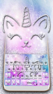 اسکرین شات برنامه Silver Unicorn Cat Keyboard 3
