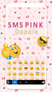 اسکرین شات برنامه SMS Pink Doodle Keyboard Background 3