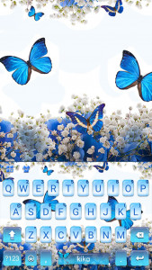 اسکرین شات برنامه Spring Blue Butterfly Keyboard Theme 1