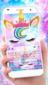اسکرین شات برنامه Sweetie Unicorn Galaxy Keyboard Theme 1