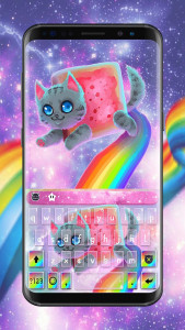 اسکرین شات برنامه Rainbow Cat Keyboard Theme 1
