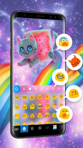 اسکرین شات برنامه Rainbow Cat Keyboard Theme 2