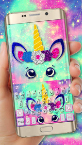 اسکرین شات برنامه Unicorn Galaxy Keyboard Theme 1