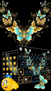 اسکرین شات برنامه Vintage Golden Butterfly Keyboard Theme 3