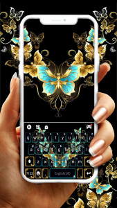 اسکرین شات برنامه Vintage Golden Butterfly Keyboard Theme 1