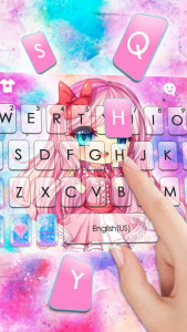 اسکرین شات برنامه Watercolor Cute Girl Keyboard Theme 2