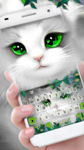 اسکرین شات برنامه White Cute Cat Keyboard Theme 1