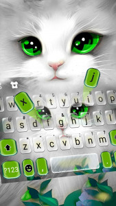 اسکرین شات برنامه White Cute Cat Keyboard Theme 2