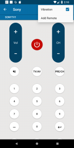 اسکرین شات برنامه Sony Universal Remote Control 5