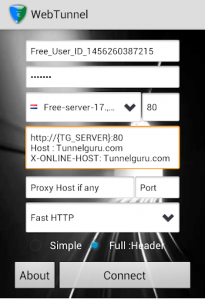 اسکرین شات برنامه VPN Over HTTP Tunnel:WebTunnel 5