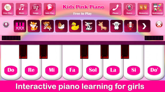 اسکرین شات بازی Kids Pink Piano Music & Songs 1