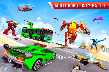 اسکرین شات 2 برنامه Flying Bus Robot Car Transform