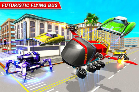 اسکرین شات برنامه Flying Bus Transform - Bus Driving Simulator 2020 2
