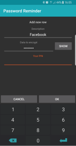 اسکرین شات 1 برنامه Password Reminder (Master PIN)
