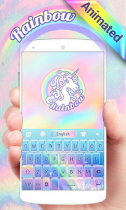 اسکرین شات برنامه Rainbow Unicorn GO Keyboard Animated Theme 1