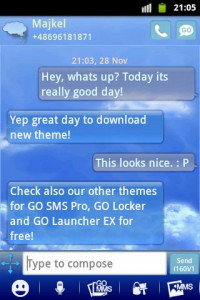 اسکرین شات برنامه Clouds Sky Theme GO SMS 1